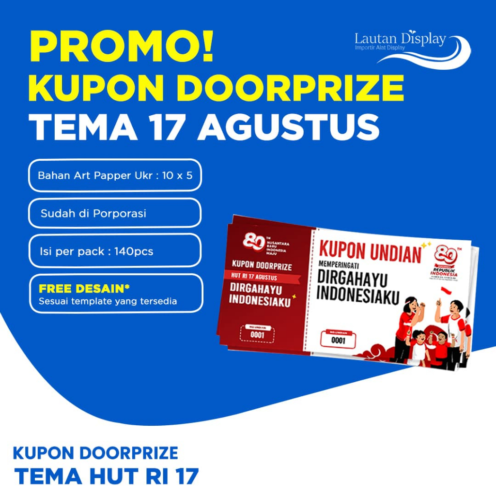 Kupon Doorprize HUT RI 17 Agustus – Cetak Tiket Undian Merah Putih 100  pcs Tiket Sobek Jalan Santai
