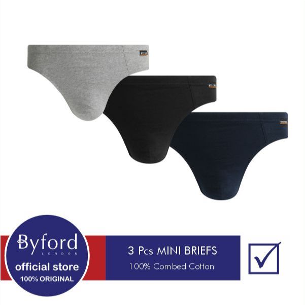 Byford Celana Dalam Pria Mini Brief 3 Pcs Putih / pack - QBYB35M3S