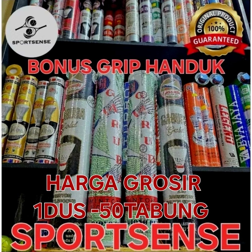 1 DUS ISI 50 TABUNG Bola Badminton Bulutangkis Garuda Hijau dan Gaurda Gold Putih dan Hijau Export B