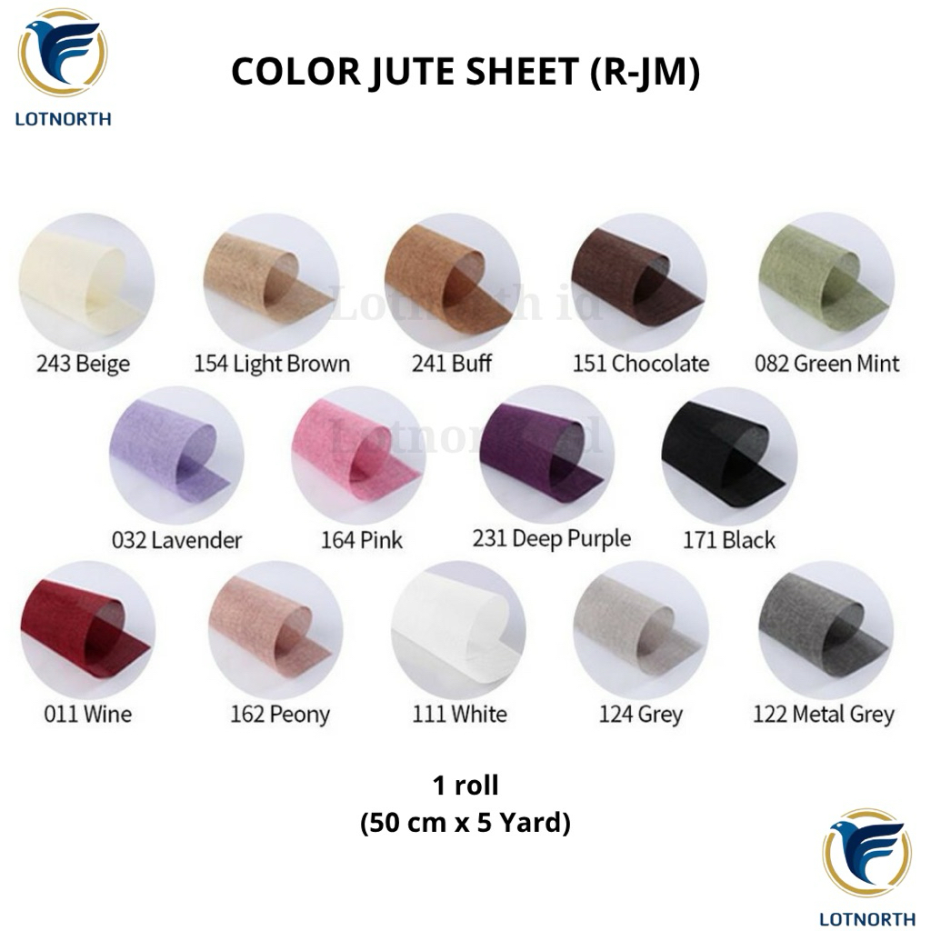 

[1 Roll] R-JM / Roll 50 cm x 5 Yard / Tile Jute / Kertas Buket Bunga / Wrapping Paper Cellophane / Roll Color Jute Sheets Mesh / Kertas Bunga Buket Gulungan Motif Jute Roll Model Karung / Flower Paper Craft / Plastik Bunga