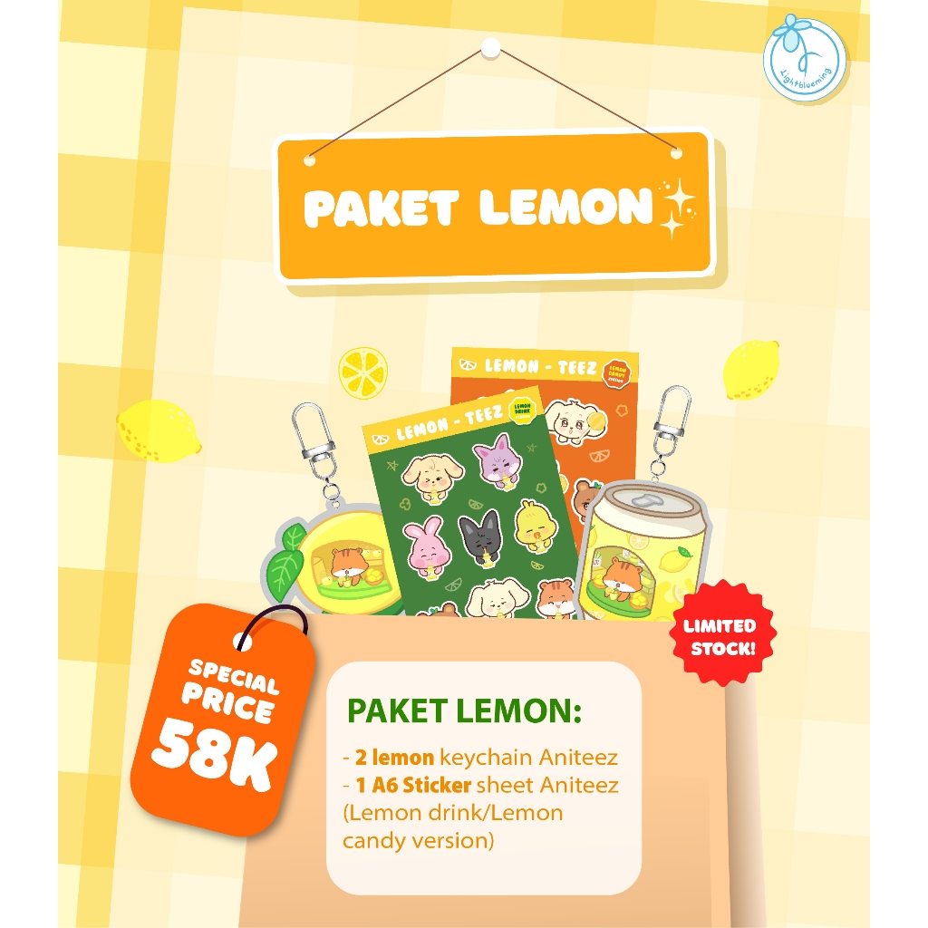 ATEEZ ANITEEZ- Fanmade PAKET LEMON SPECIAL (2 Keychain lemon + 1 Sticker sheet Aniteez)