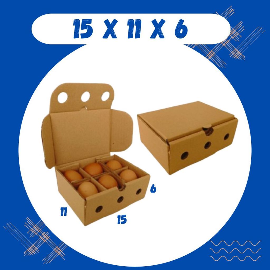 

Box telur 15x11x6 LD Kardus Telur isi 6 Packing Kotak Dus Telur Asin Tray Endog Endok Malang Grosir
