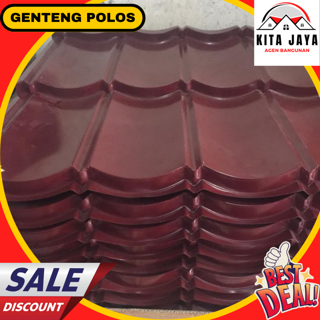 Genteng Metal Polos Merah 2 x 4 Ukuran 77 cm x 80 cm