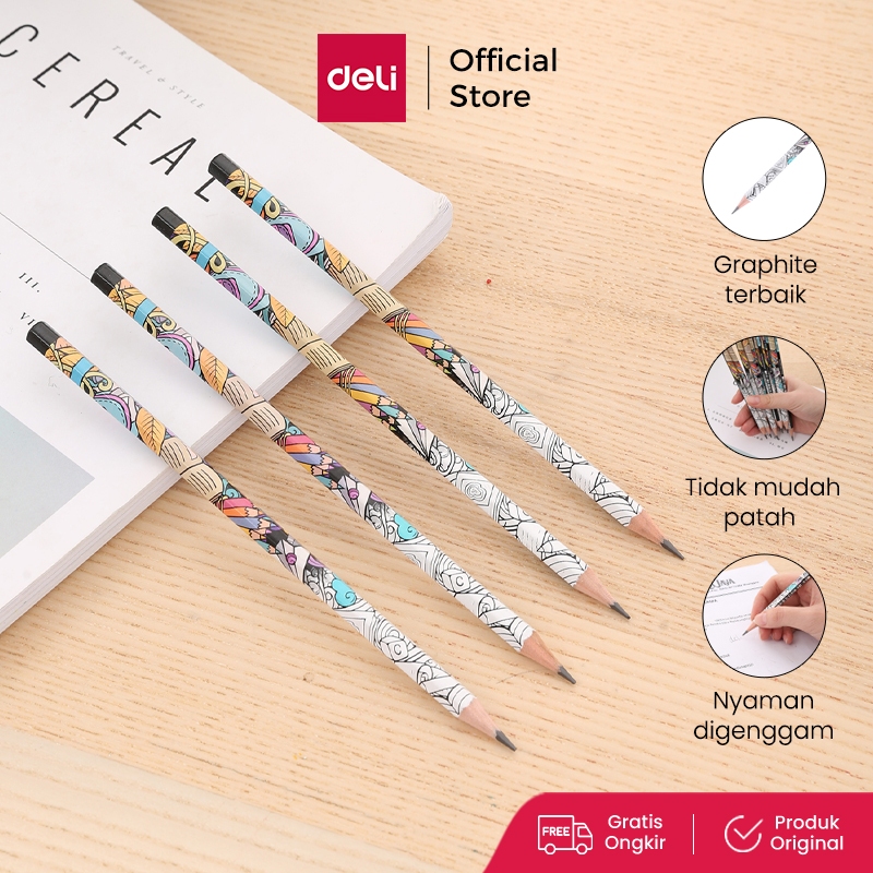 

Deli Graphite Pensil 2B 12Pcs kayu poplar kualitas tinggi tidak beracun sertifikat CE dan FSC EU5330