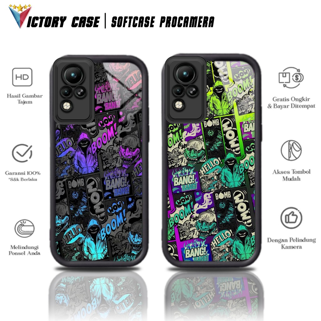 Softcase Glass kaca untuk INFINIX NOTE 11 NOTE 11 NFC NOTE 12 BOOM Casing Handphone Case Procamera