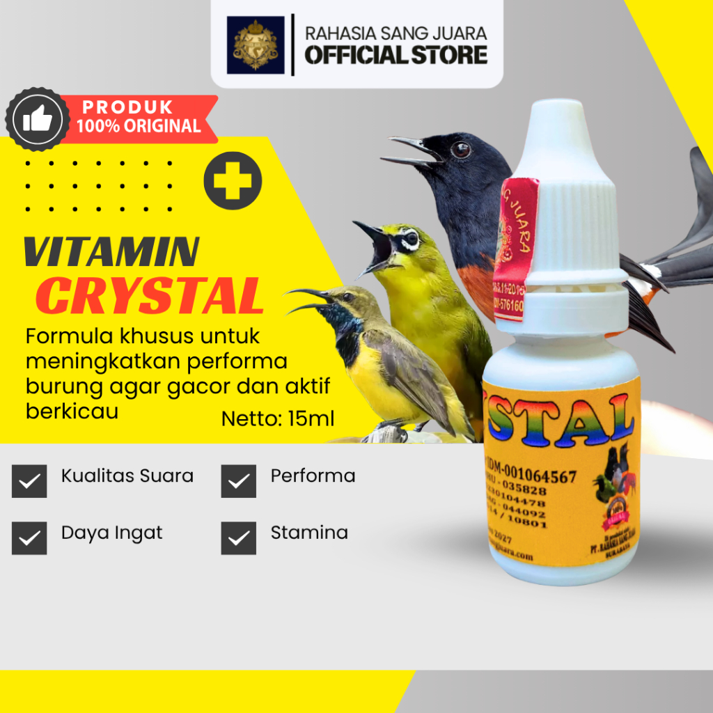 VITAMIN CRYSTAL BURUNG - KRISTAL VITAMIN BURUNG ORIGINAL COCOK UNTUK SEMUA JENIS BURUNG OCEHAN