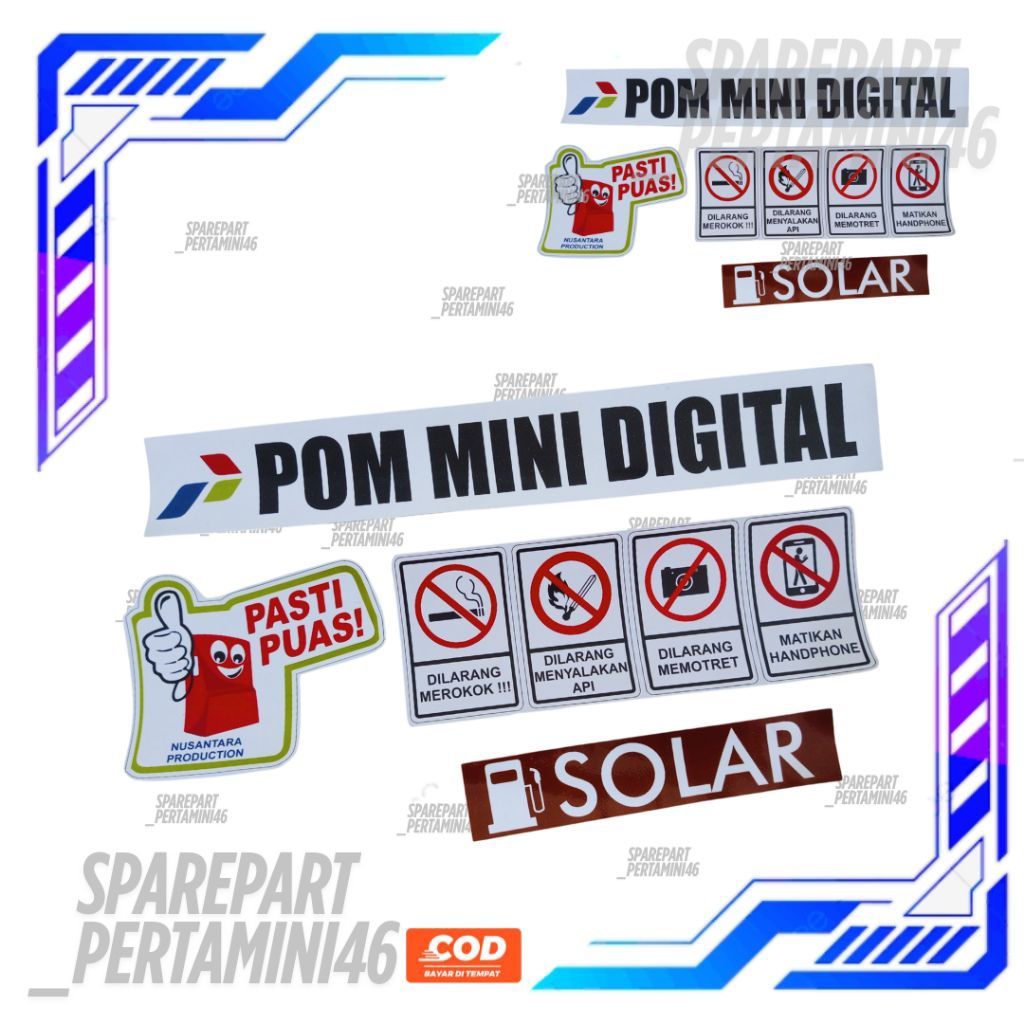 Set Stiker 1 Nozzle Pom Mini digital Solar Pertamini Digital
