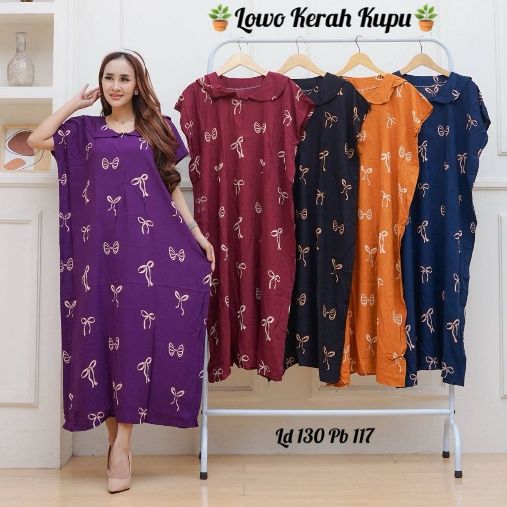 DASTER LOWO PITA, DASTER LOWO KERAH KUPU,DASTER LOWO JUMBO LD 130 //daster lowo kancing kekinian