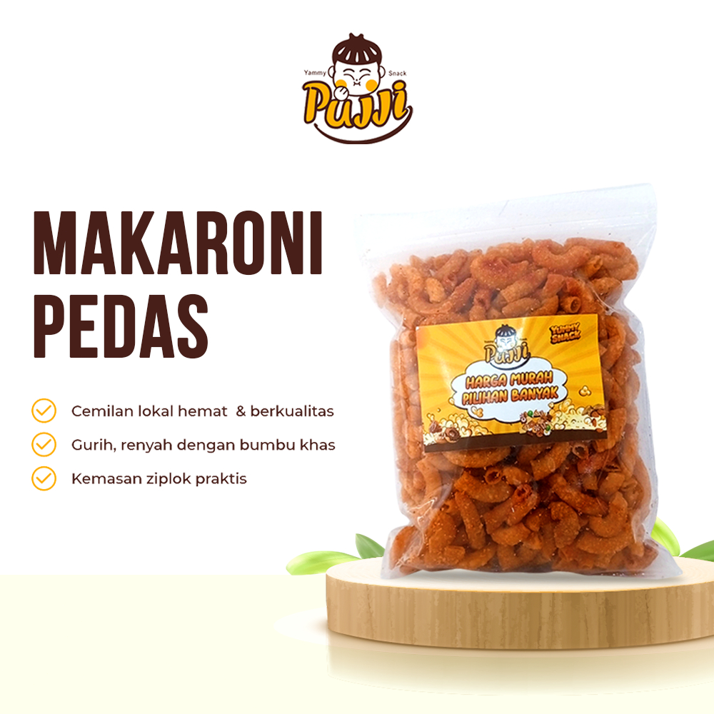 

PUJJI Snack - Makaroni Bantet Pedas 180gr / Cemilan Pedas Enak / Cemilan Makaroni Bantet Pedas