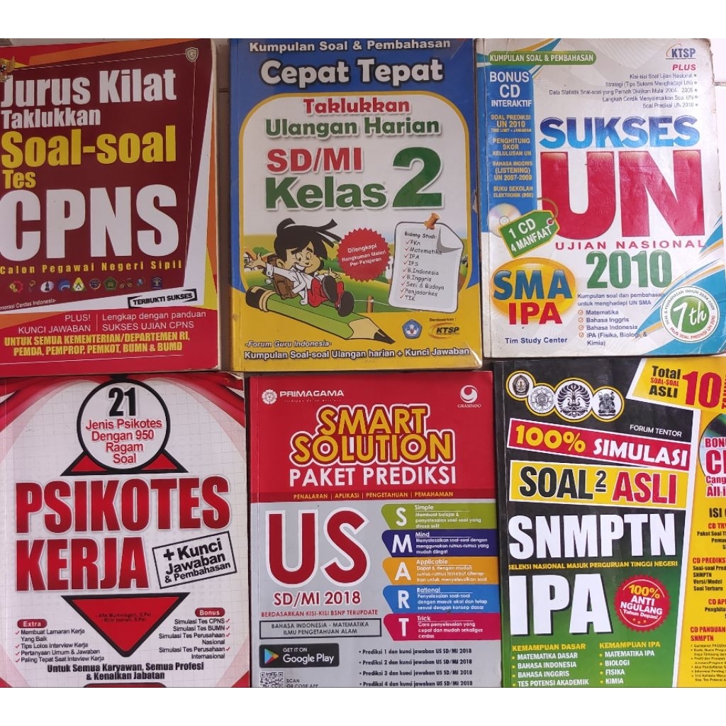 BUKU EVALUASI ULANGAN UMUM SMP - ULANGAN HARIAN SD - OSN BIOLOGI - UJIAN NASIONAL SMP - SATU X BACA 