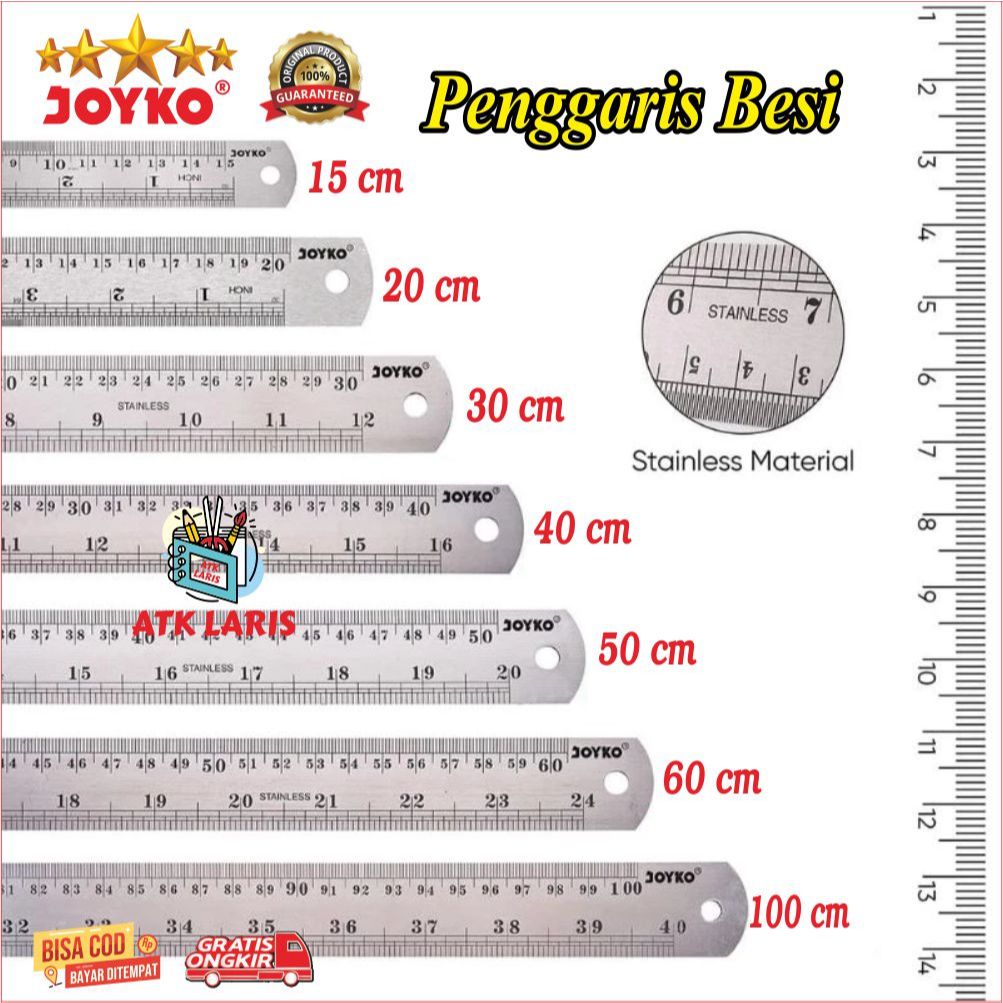 

PENGGARIS Stainless, Penggaris BESI JOYKO, Stainless Steel Ruler, MISTAR BESI, PENGGARIS 30 CM