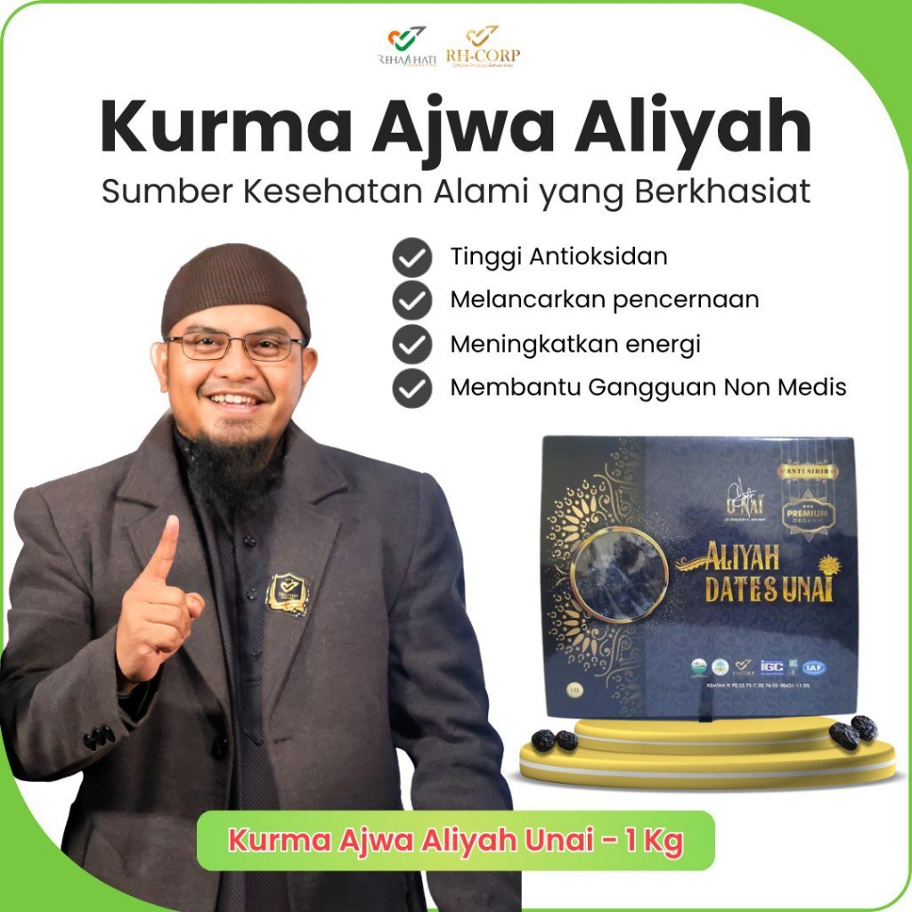 

Kurma Ajwa Aliyah Unai Organic Premium 1Kg - Store Rehab Hati