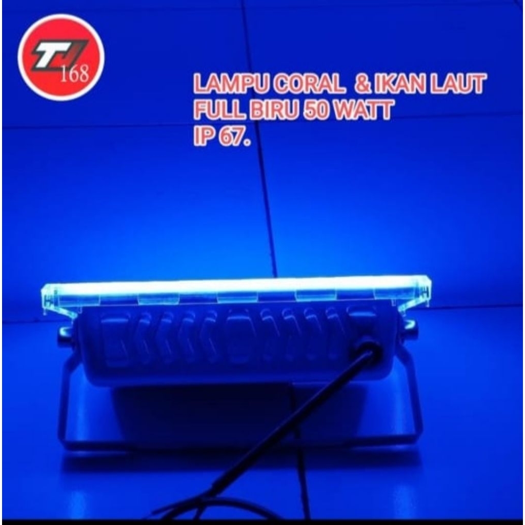 Kap Sorot Lampu Tembak Led Flood Light Biru 50 Watt Buat Batu Coral/ Ikan Hias Laut/Marine Tank