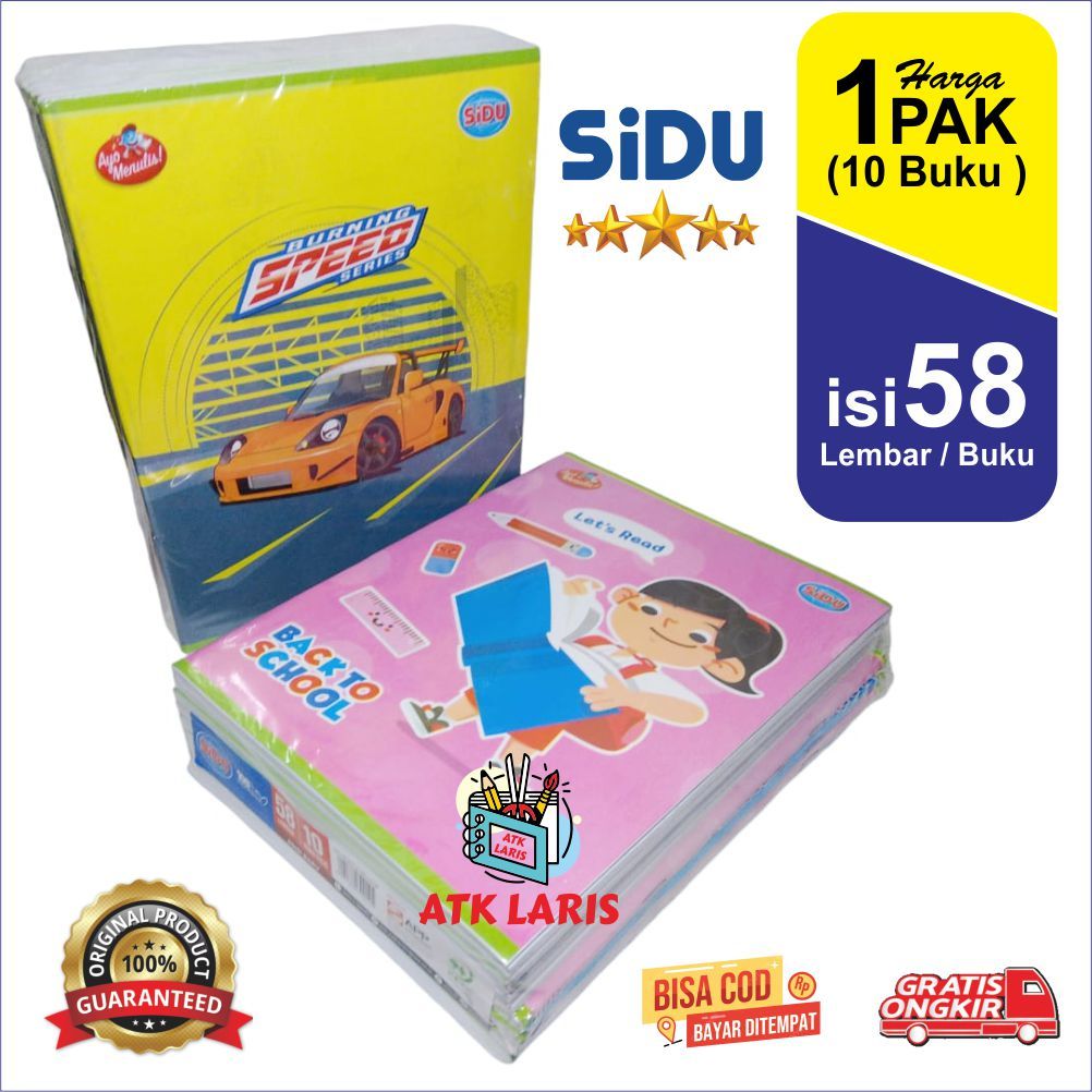 

Buku Tulis Sekolah SIDU Isi 58 Lembar HARGA 1 PAK (10 BUKU) BUKU TULIS SIDU