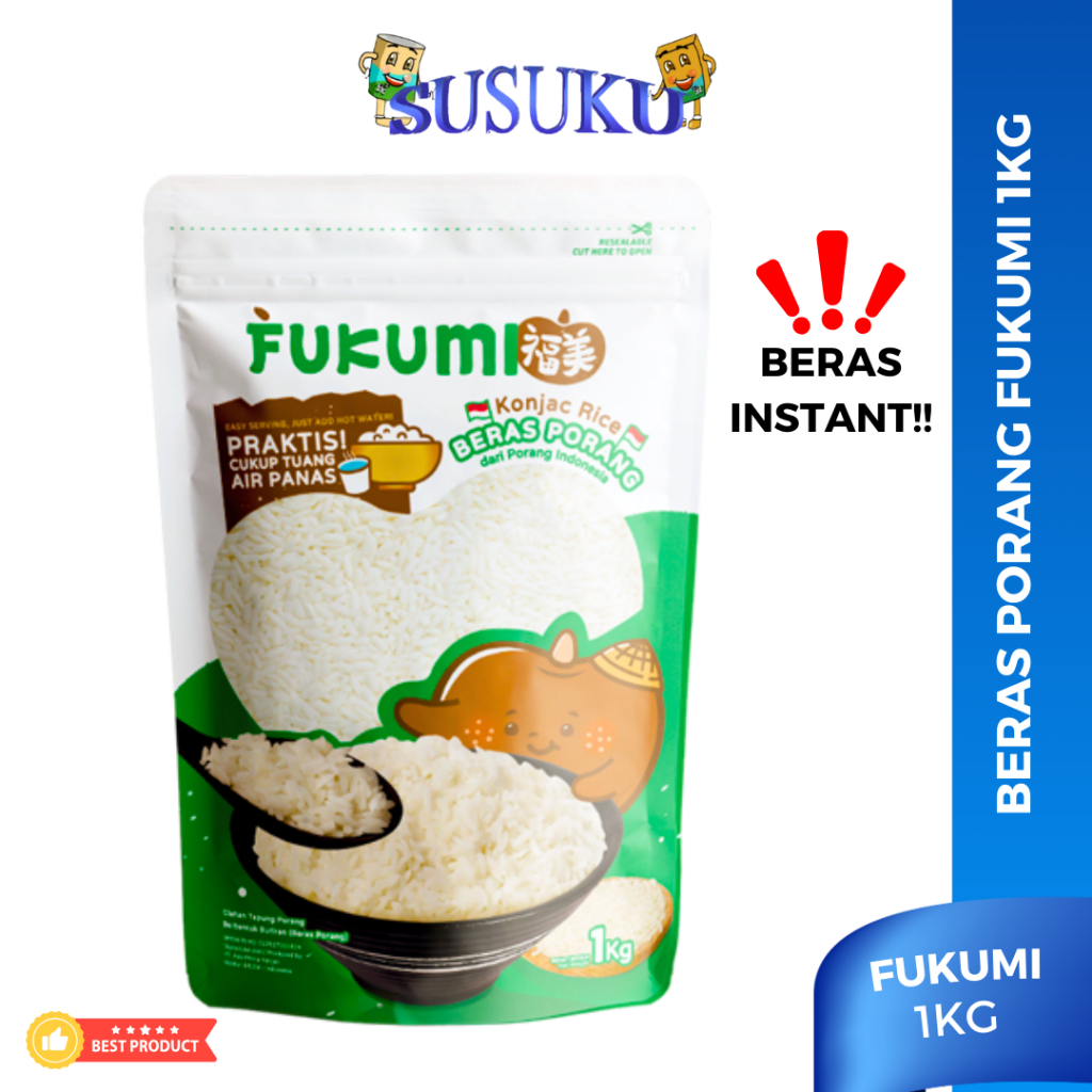 

FUKUMI Beras Porang Pouch 1 Kg - Shirataki / Konjac Rice / BERAS NASI INSTAN / 1KG