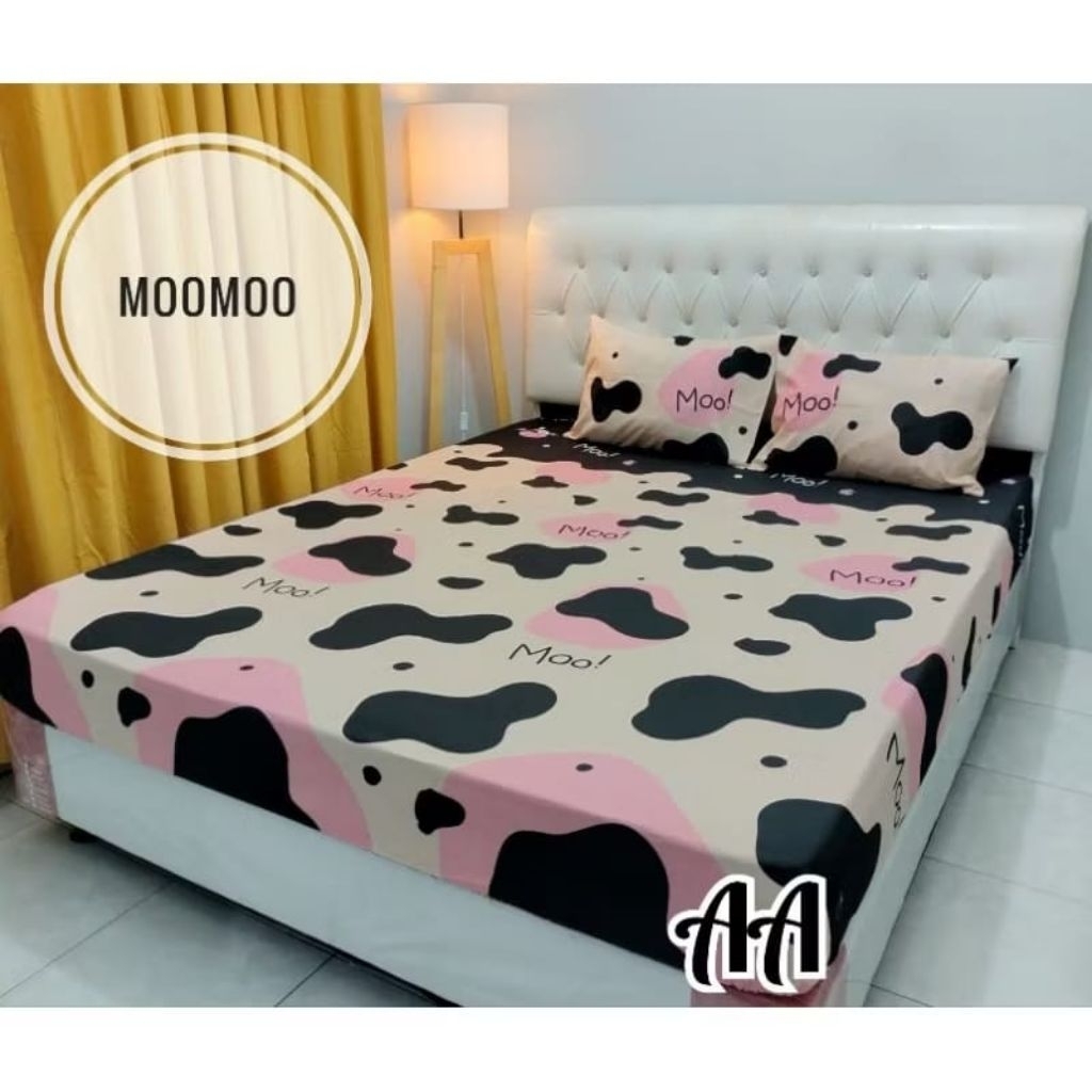 SPREI KARET KATUN PREMIUM 90/100/120/140/160/180/200 motif Sapi cow moo
