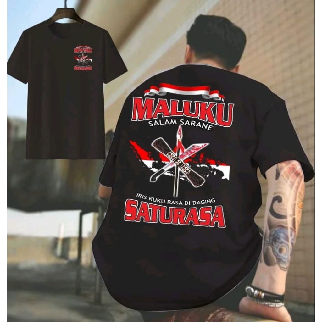 KAOS KATA - MALUKU SATU RASA SALAM SARANE DTF KAOS HITAM