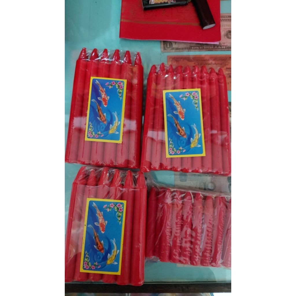 lilin merah sembahyang batang ukuran besar / lilin sembahyang / lilin merah
