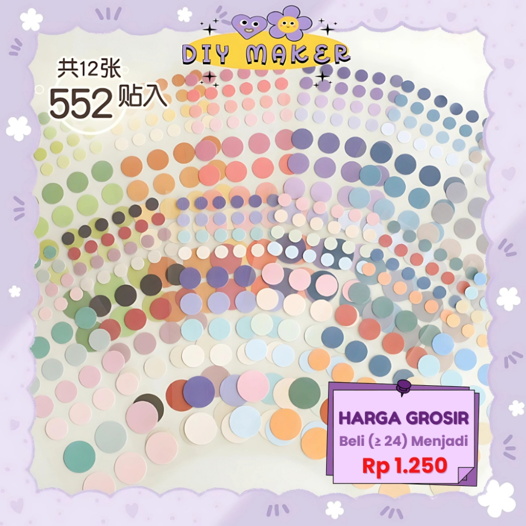 

DM Stiker Dekor Momo Sticker Dot Aesthetic Buku Jurnal Stiker Kertas Dekor MACARON DOTS Paper DIY