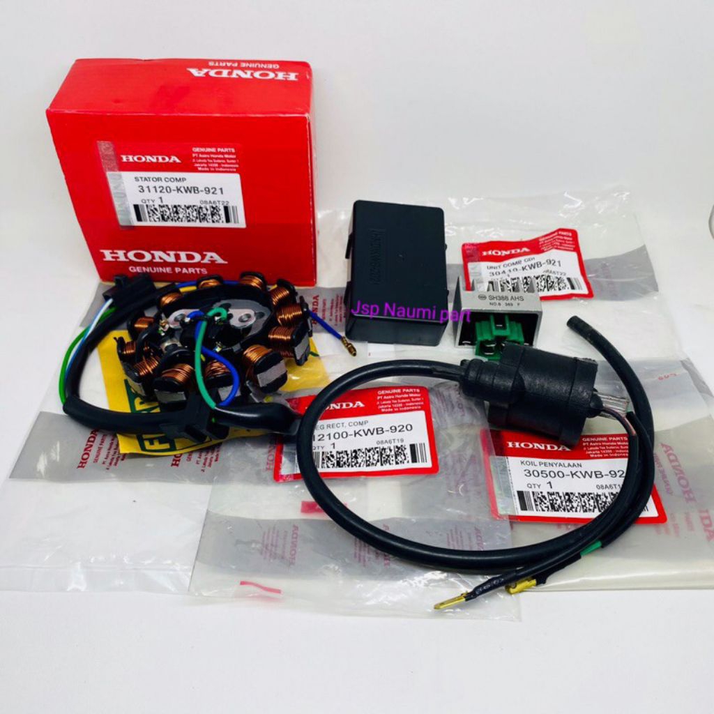 paket pengapian 4 aitem Revo absolute spul+ CDI+ kiprok+ koil Honda Revo absolute Blade asli KWB