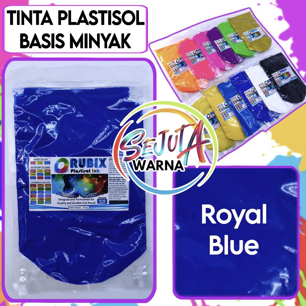 

TINTA PLASTISOL RUBIX ROYAL BLUE 200GR CAT SABLON KAOS