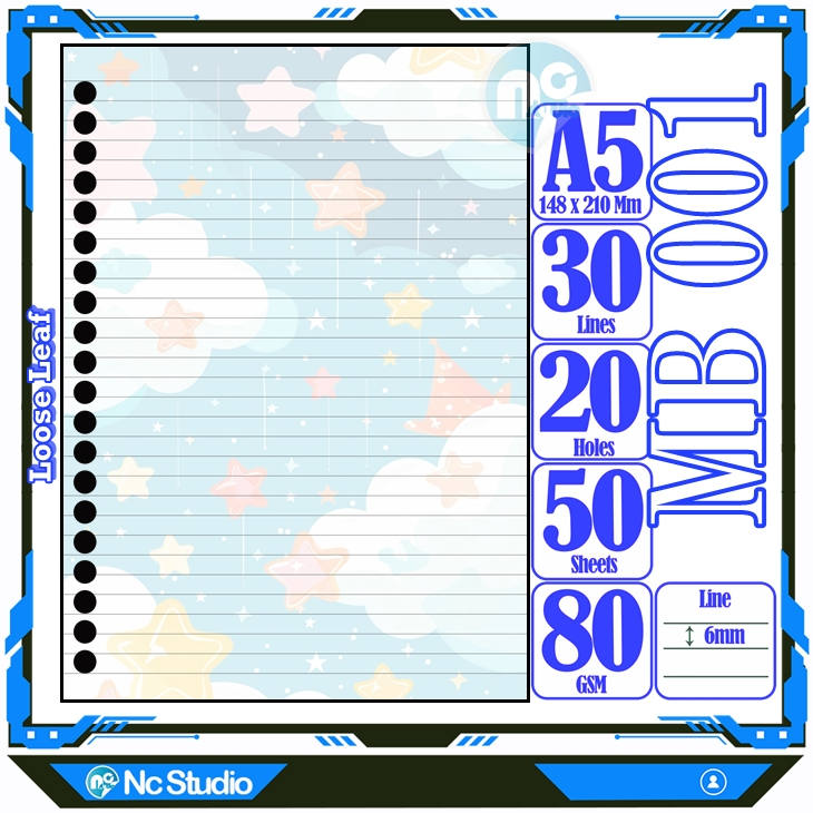 

Loose leaf Kertas binder A5 Isi 50 Lembar Polos karakter Matahari Bintang Planet icon lucu autestic autestik Estetik Buku Refil isi ulang lucu warna warni bergambar garis Repil Vol-3