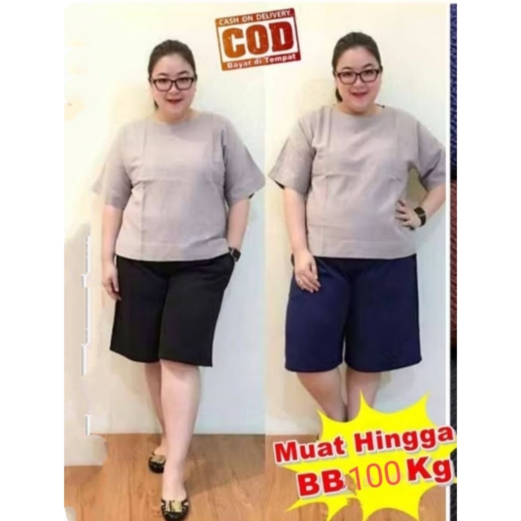 celana kulot pendek dewasa wanita celana scuba polos