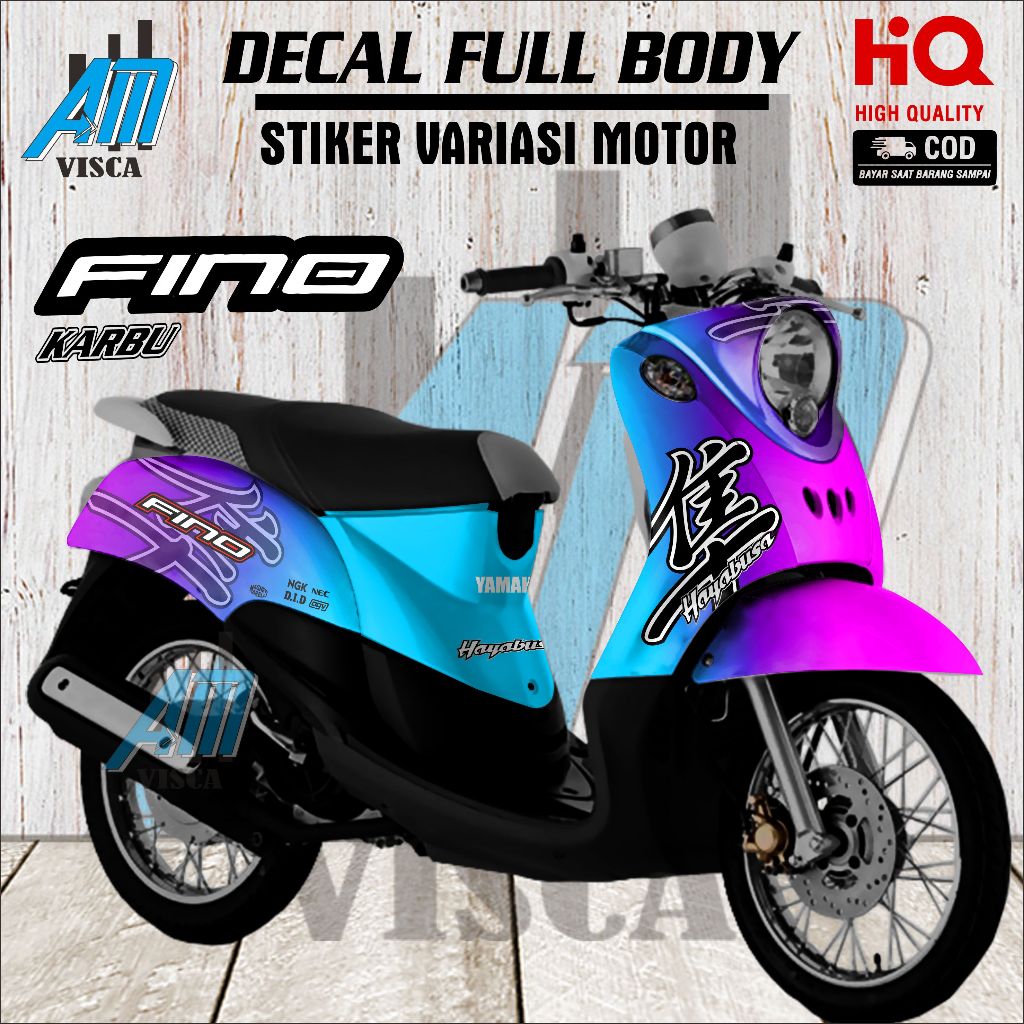 Decal Stiker Fino Karbu Full Body Stiker Variasi Motor Fino Karbu Motif Haybusa Bunglon