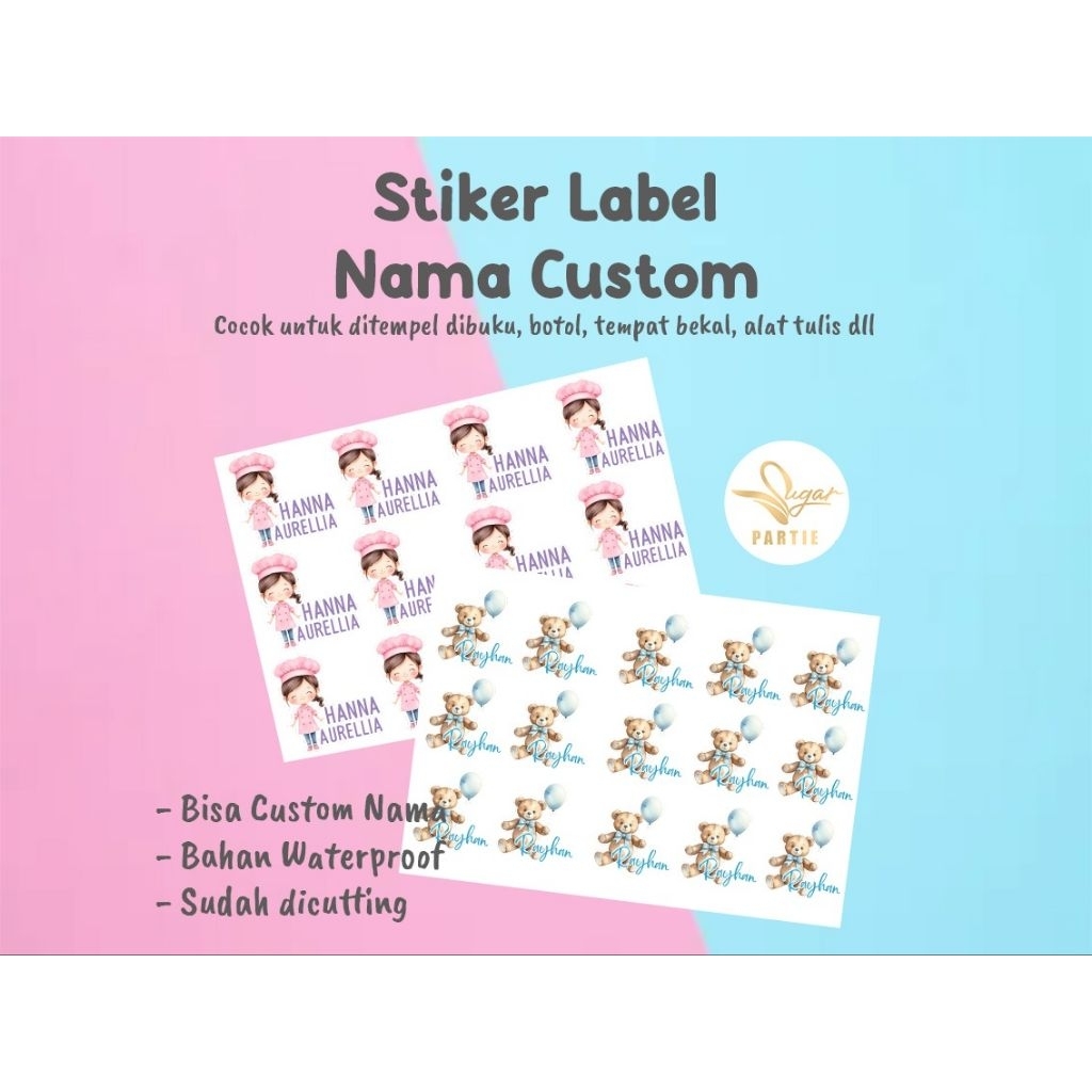 

Stiker label nama Waterproof