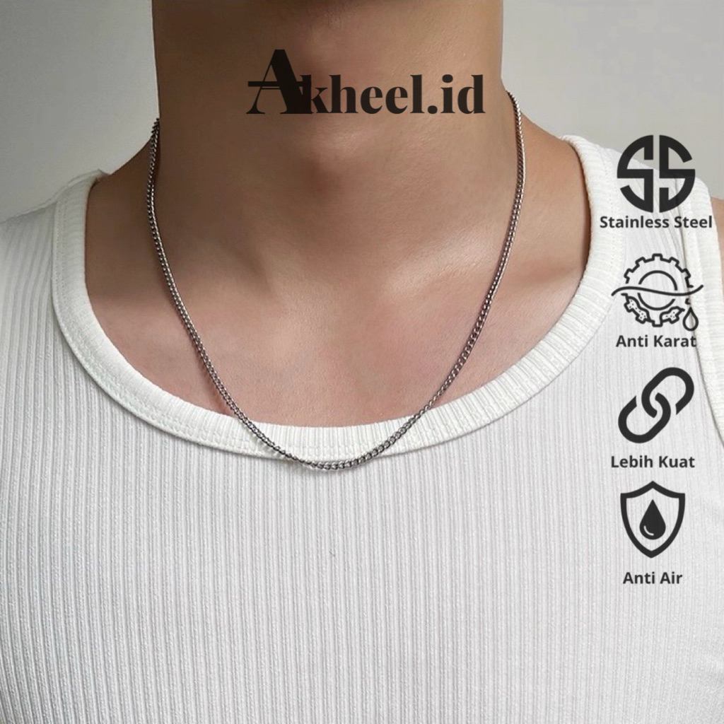 KALUNG RANTAI PRIA TITANIUM MODEL KECIL  KALUNG ANTI KARAT  KALUNG MINIMALIS