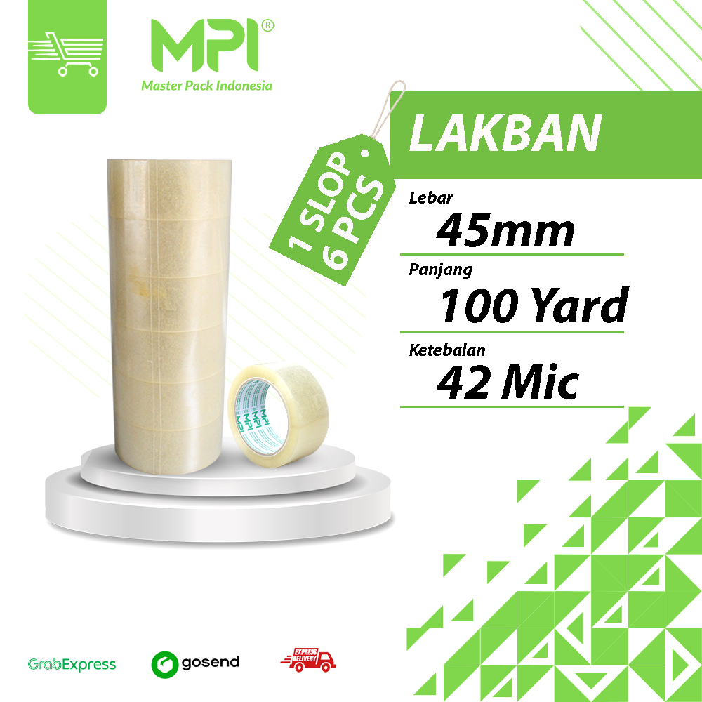 

[ 1 slop = 6 pcs ] Lakban Bening - Lakban Coklat 100 yard x 45 mm Eco / Isolasi MPI 2 Inch Lakban Opp Selotape Ekonomis