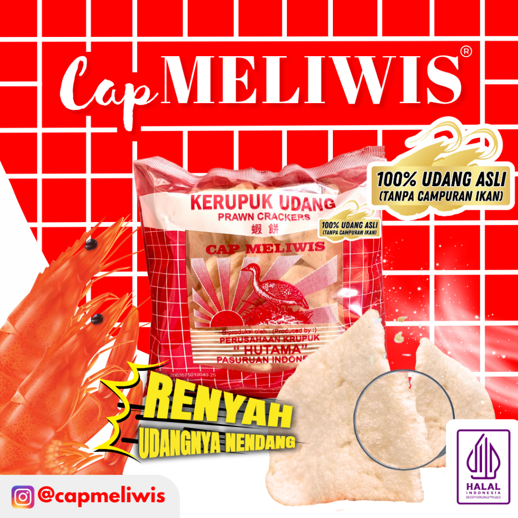 

Kerupuk Udang Asli Cap Meliwis Hutama Premium Gurih Renyah (Merah 250 Gram)
