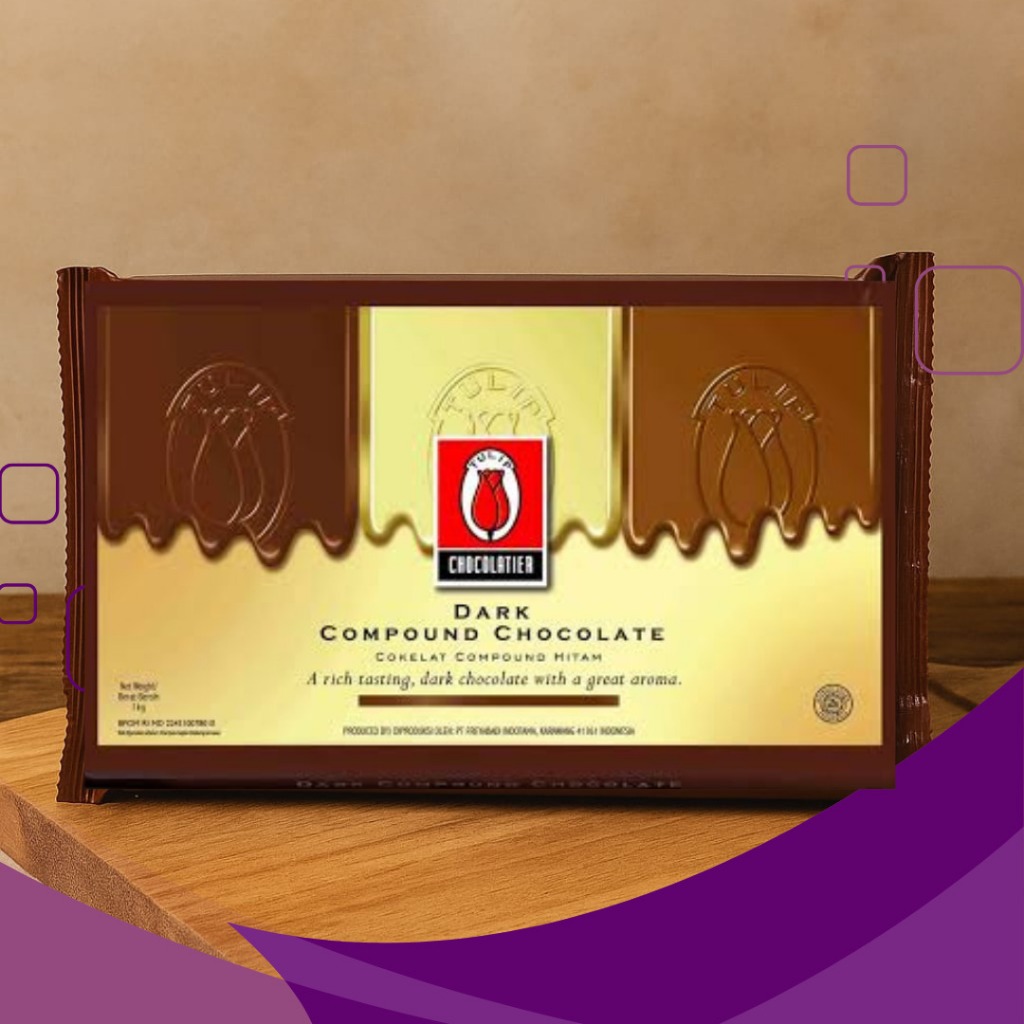 

Tulip Dark Chocolate Compound 1kg - Cokelat Tulip Dark Kemasan 1 kg/ Repack 200 gr