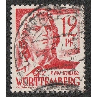 

A 10625 SATU BUAH PRANGKO WURTTEMBERG NOMINAAL 12 PFENNIG TEMA F VON SCHILLER DENGAN KONDISI SUDAH ADA CAP