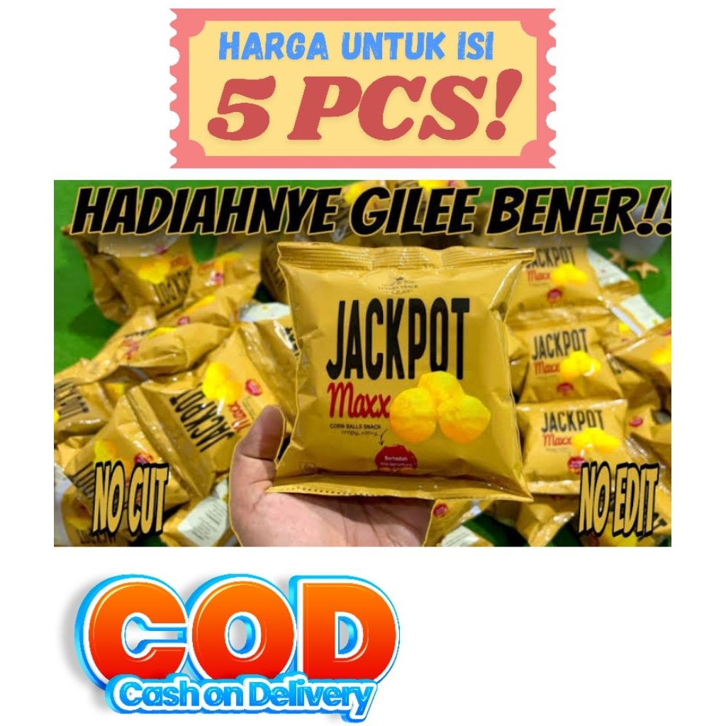 

Ciki Jackpot maxx berhadiah uang tunai - Ciki berhadiah uang ( ISI 5 PCS)