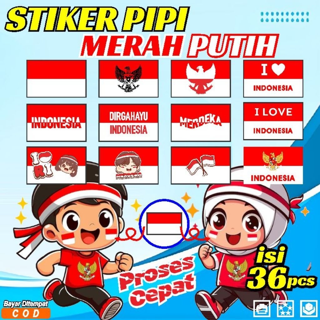 

Stiker Pipi Merah Putih Bendera Indonesia,Aksesoris Wajah Tempelan Pipi