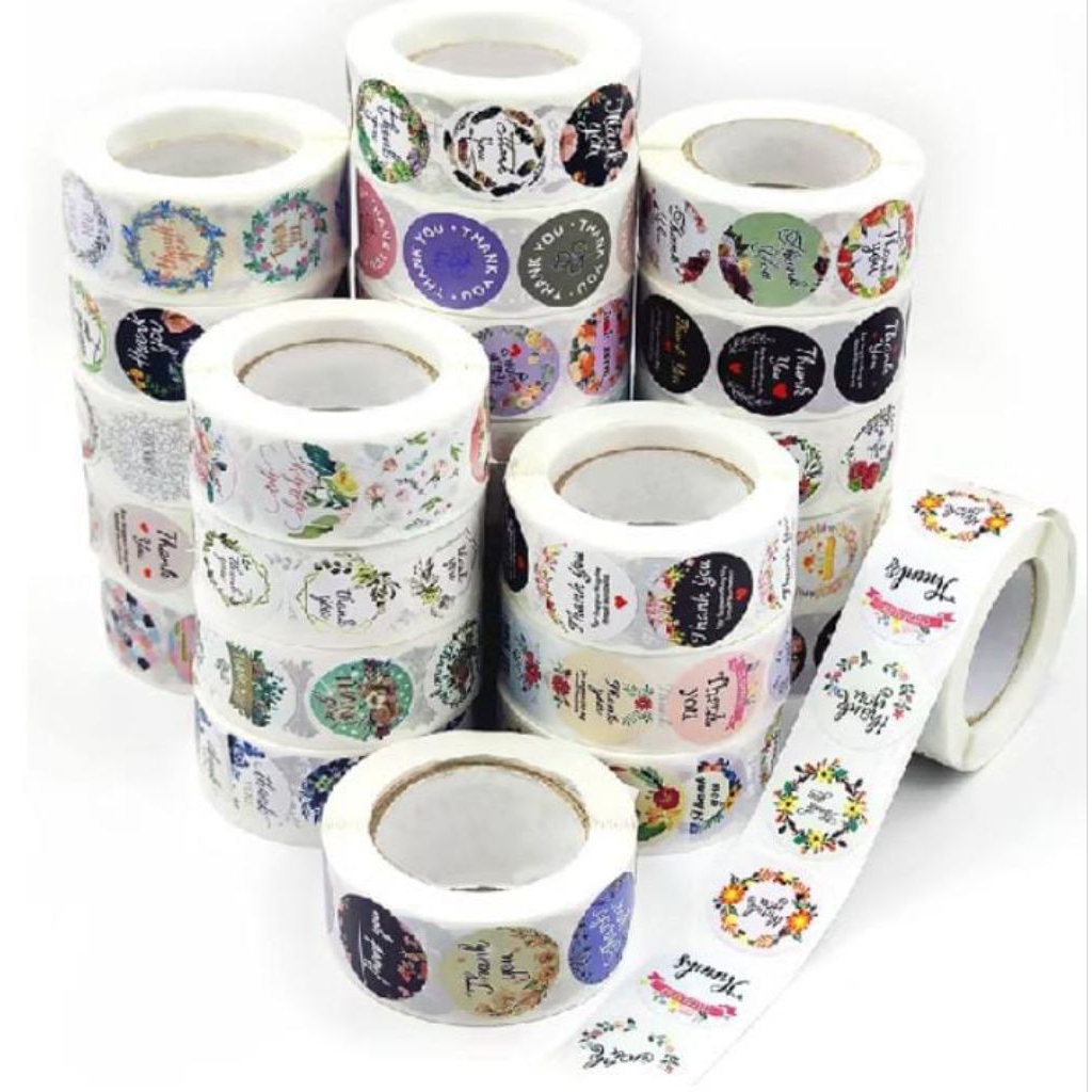 

Stiker label thank you/stiker roll 500pcs ukuran 2,5CM Stiker bulat untuk tempel di packaging