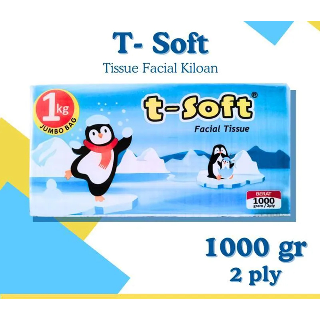 Tisu T-SOFT Kiloan Facial Soft Pack 1000GR 2PLY / Tisu 1 kg.