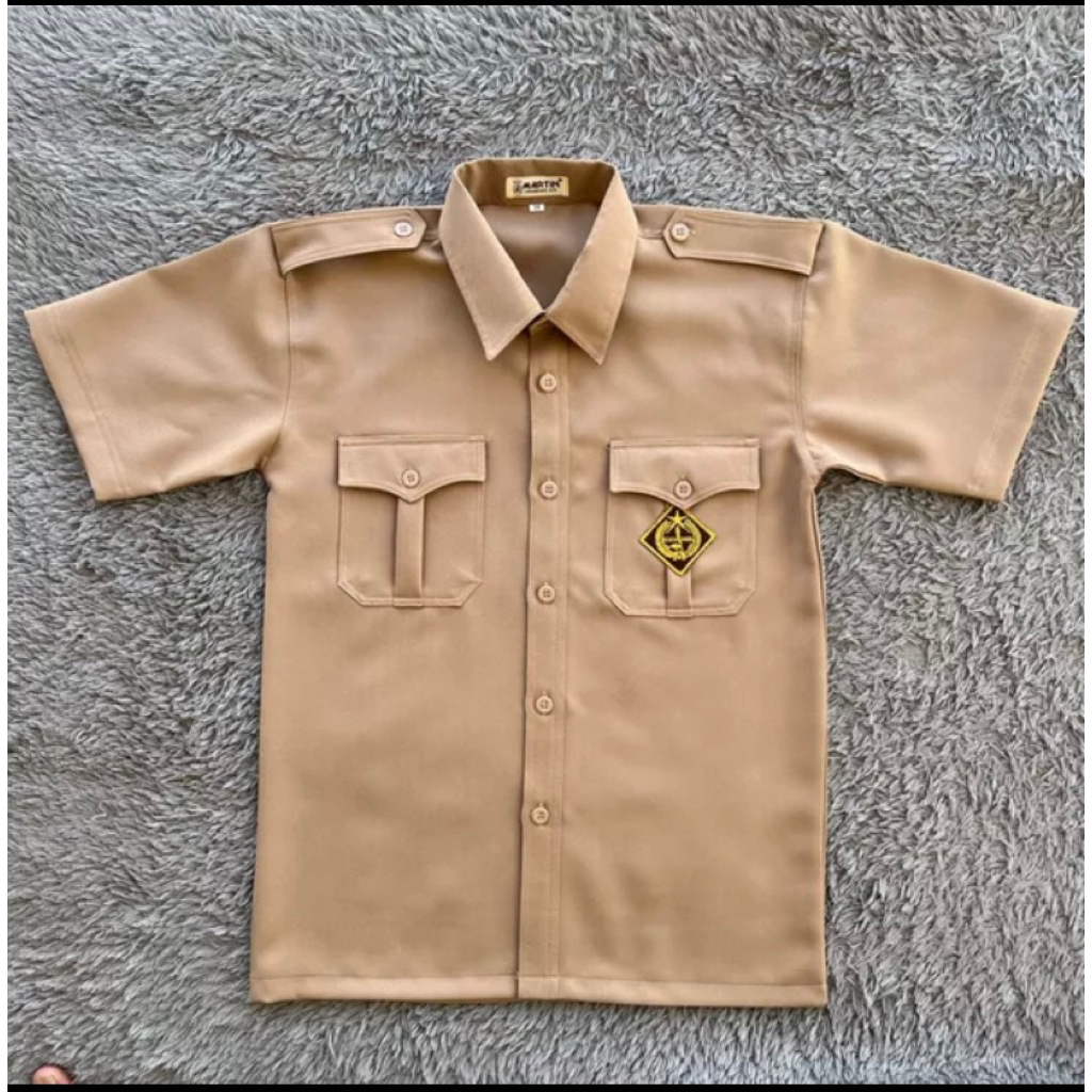 Baju pramuka lengan pendek untuk SMP dan SMA bahan rapilo