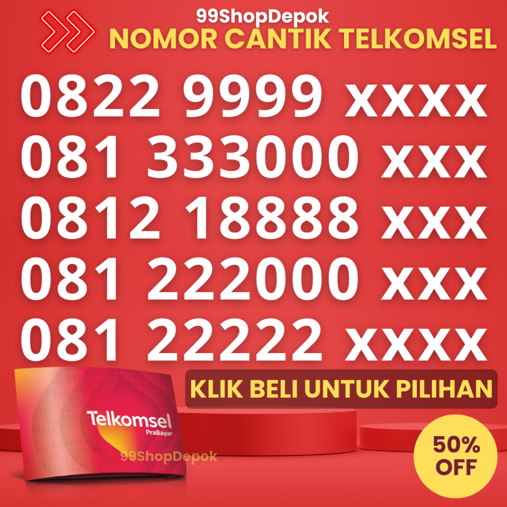 Kartu Perdana Nomor Cantik Telkomsel Simpati KODE 100.2 - Nomer Cantik Telkomsel 8888 - No Cantik Si