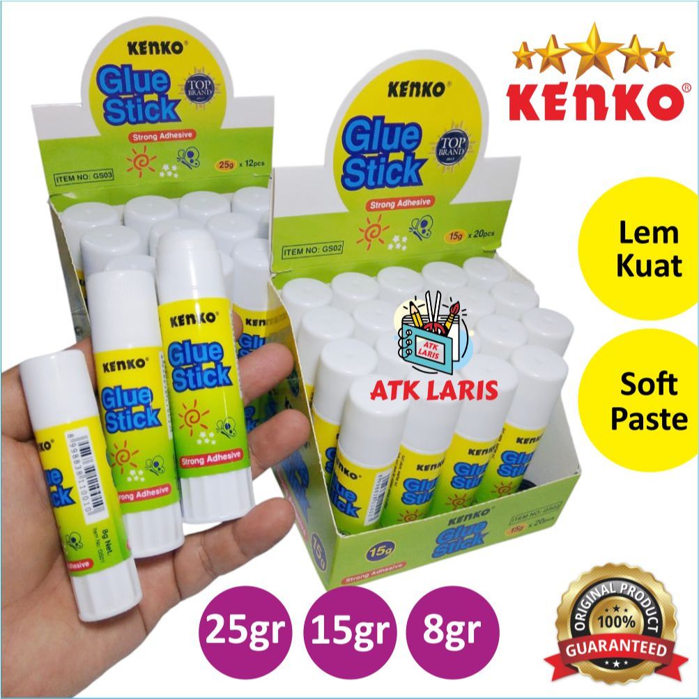 

lem stik kenko, lem kertas harga 1 pcs, KENKO GLUE STICK / Lem Stik / Lem Batang 8gr, 15gr, 25gr