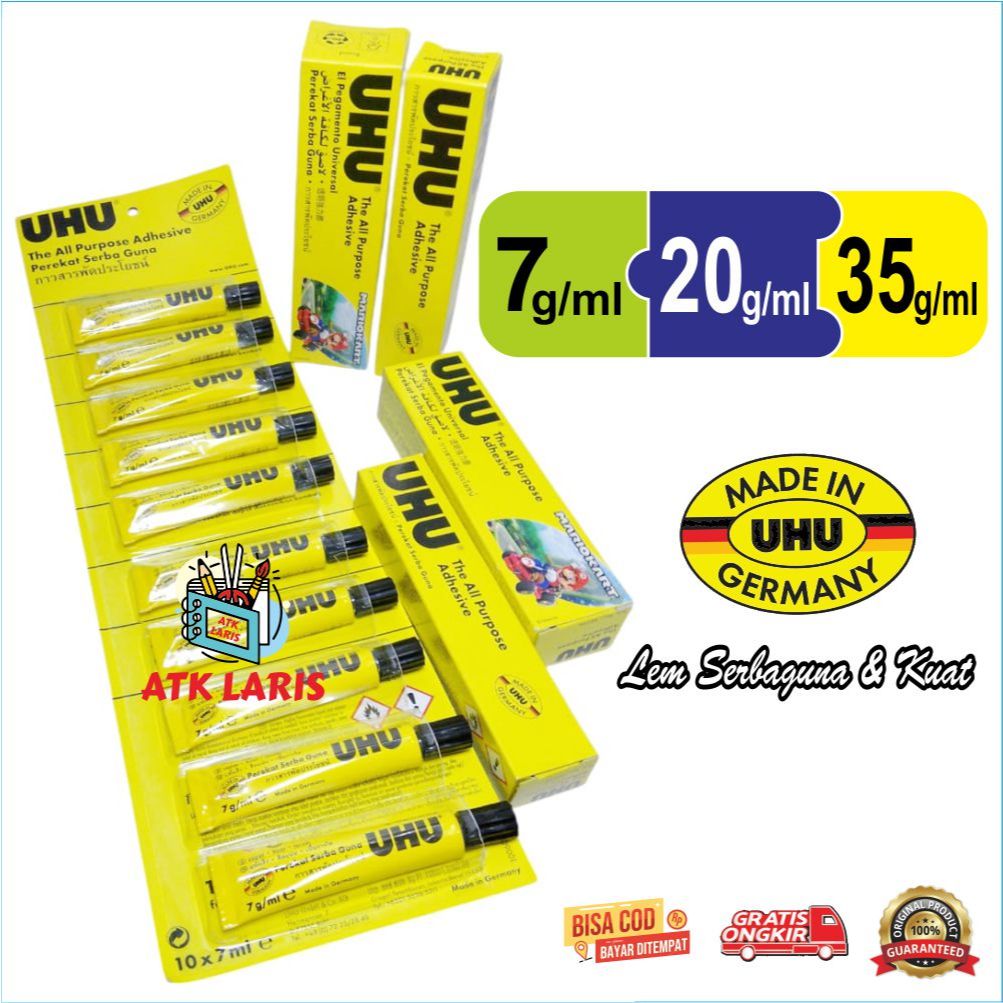 

LEM UHU CAIR, LEM UNVERSAL, LEM SERBAGUNA, LEM UHU MURAH GLUE harga 1 pcs