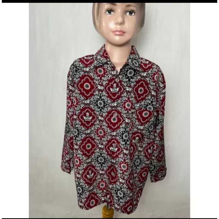 BAJU BATIK MERAH SERAGAM SEKOLAH SD LENGAN PANJANG SERAGAM NEGRI ( UNISEX ) KELAS 1-6