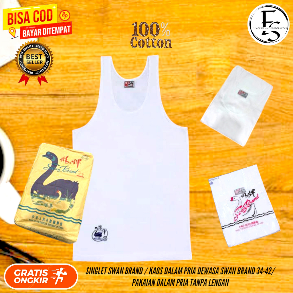 SINGLET SWAN BRAND / KAOS DALAM PRIA DEWASA SWAN BRAND 34-42/ PAKAIAN DALAM PRIA TANPA LENGAN