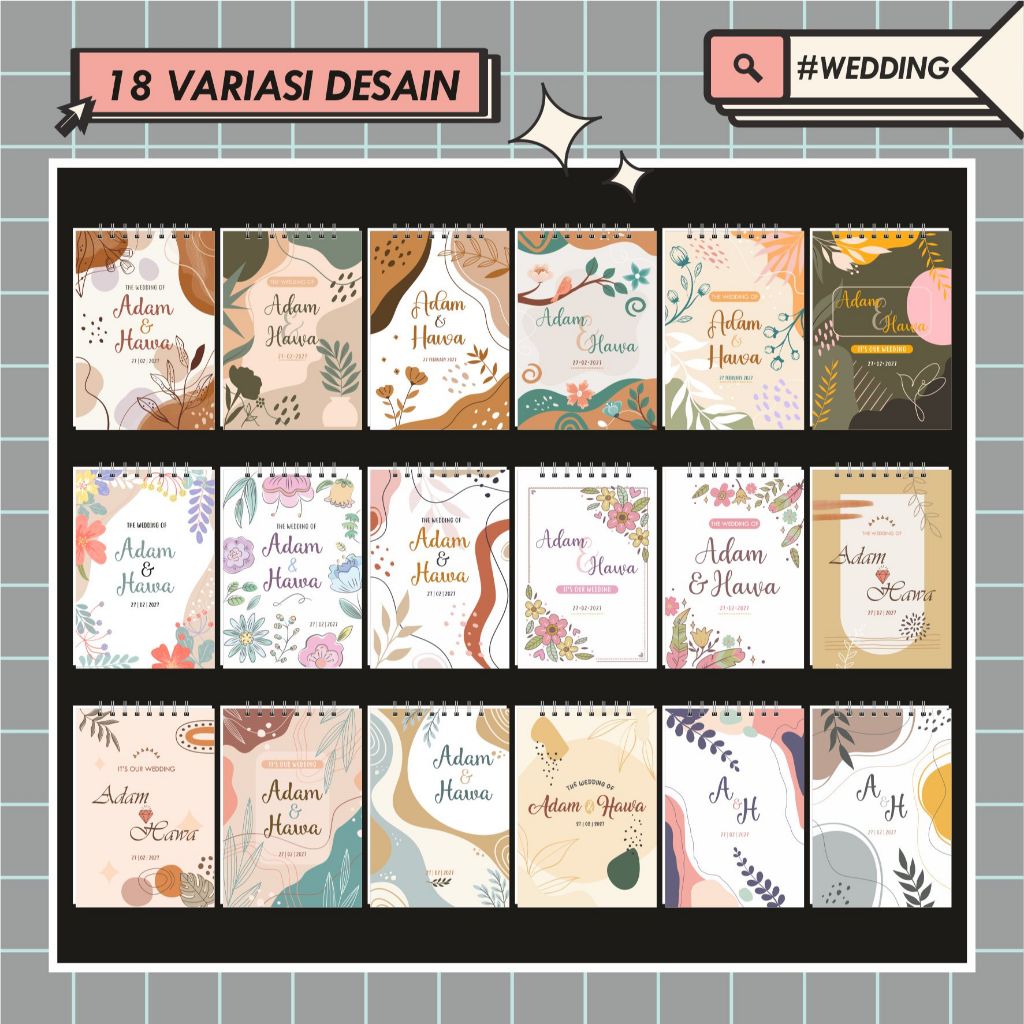 

Souvenir Wedding Notes / Notebook / Ringnote A6 A7 Buku Custom Spiral Pernikahan Murah