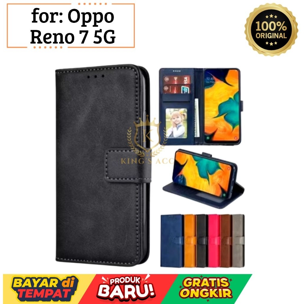 flip Case Hp Untuk Oppo reno7 5G Kualitas Premium/Leather Case Flip Oppo Reno7 5G/Wallet Dompet Hp R