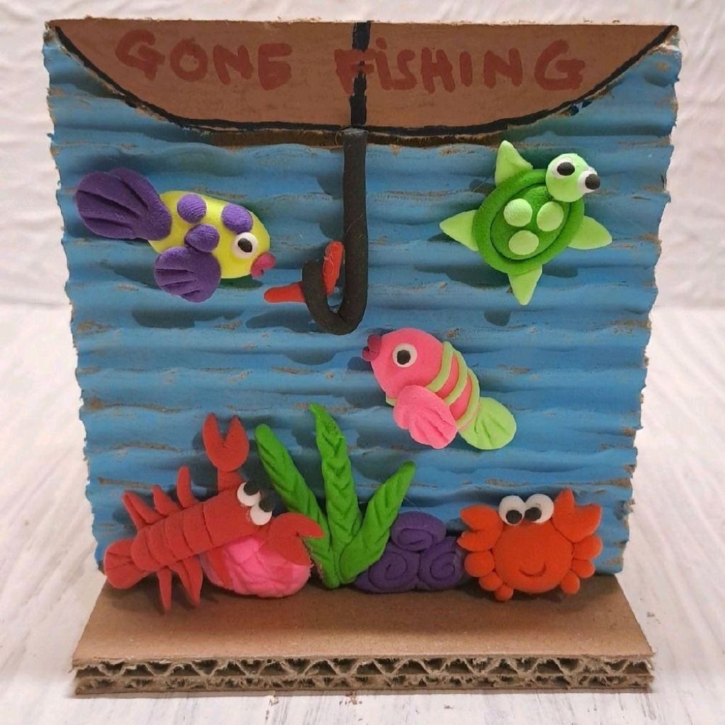 

Wadah perlengkapan tulis tematik handmade "Gone Fisihing", Desk Stationary Holder
