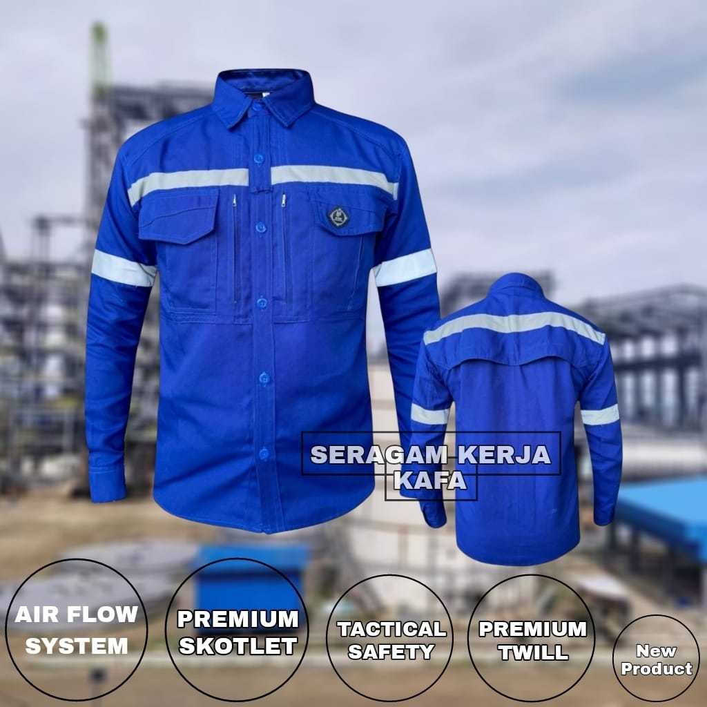 New Produk  Kemeja Panjang BIRU BCA Model M-Tac Safety Ready Big Size  Kemeja Taktikal Safety Premiu