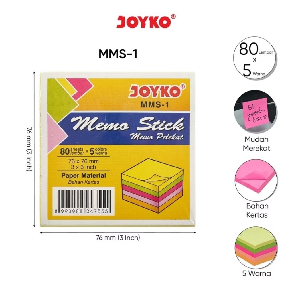 

Memo Stik Memo Perekat Joyko MMS-1 Stiky Note