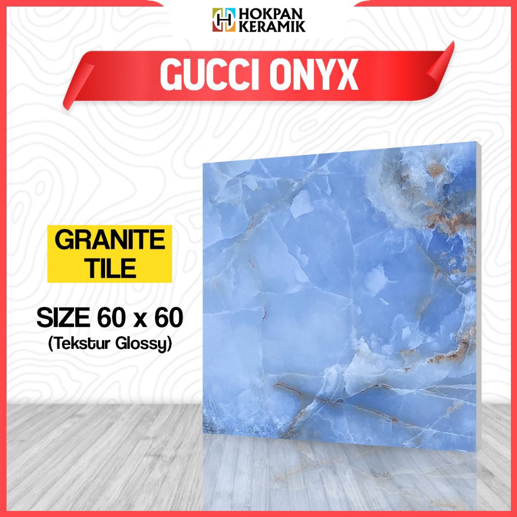 Granite Motif Onyx Biru Guccy Onyx 60X60 - Hokpan Keramik Glossy